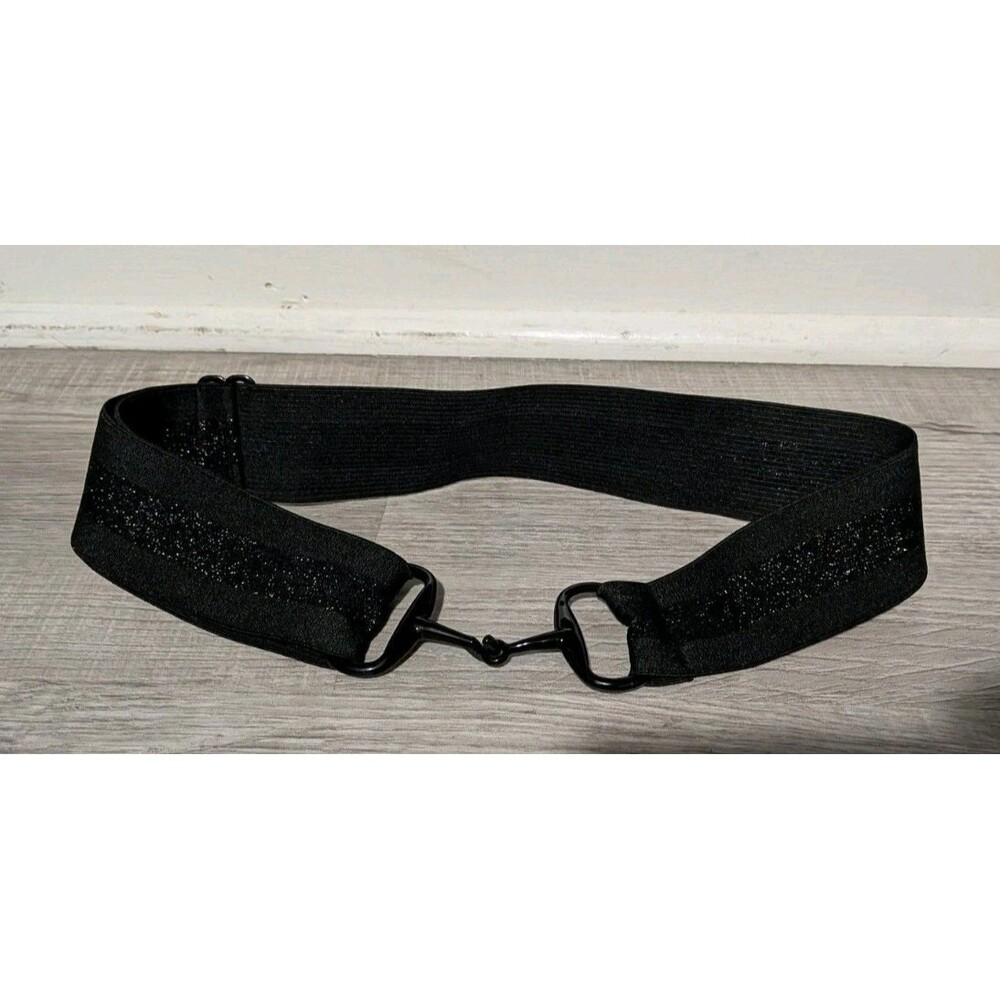 Ellany Women’s Adjustable Elastic Belt Black Snaffle Closure Sparkly USA